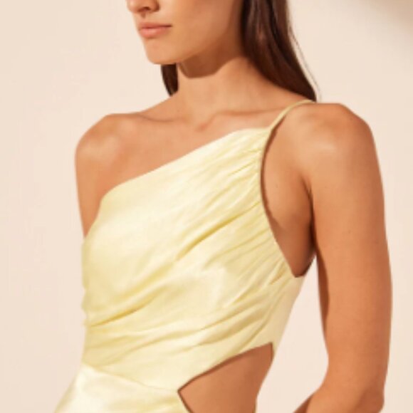 Shona Joy - la lune asymmetrical gathered maxi dress - lemon - Picture 1 of 4
